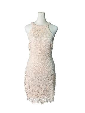 Lulus Womens Size Small Love Poem Blush Lace Halter Lined Mini Dress Bridal